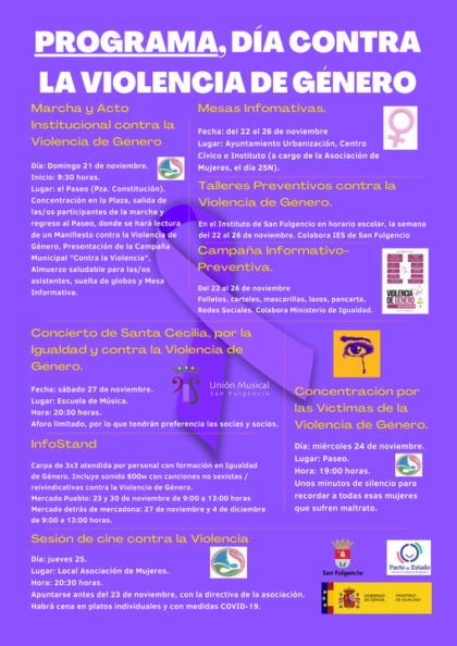 San Fulgencio, evento: Instalación de una carpa informativa para dar a conocer los recursos municipales y redes de apoyo para mujeres que sufren maltrato, dentro del programa de actos del 25N organizado por el Ayuntamiento