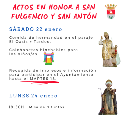 San Fulgencio, evento: Procesión en honor al co-patrón San Antonio Abad y fuegos artificiales, dentro de los actos en honor a San Fulgencio y San Antón Abad