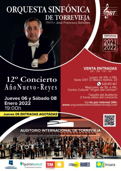 Torrevieja, evento cultural: Concierto de Año Nuevo y Reyes, con valses, polkas y zarzuelas, por la Orquesta Sinfónica de Torrevieja (OST), organizado por el Auditorio Internacional