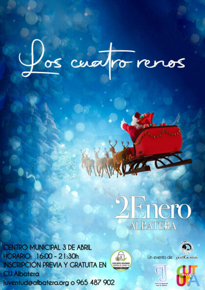 Albatera, evento: 'Escape Room' infantil de Navidad 'Los cuatro renos', dentro de los actos del programa navideño 2021 del Ayuntamiento
