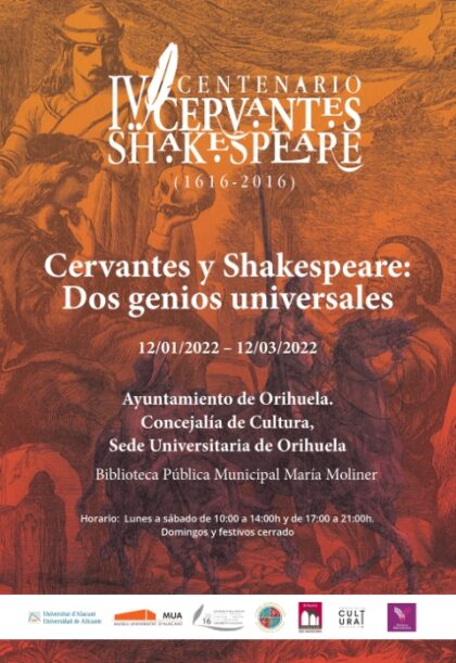 Orihuela, evento cultural: Exposición 'Cervantes-Shakespeare: Dos genios universales', dentro de la programación cultural de invierno 2022 de la Biblioteca Municipal ‘María Moliner’