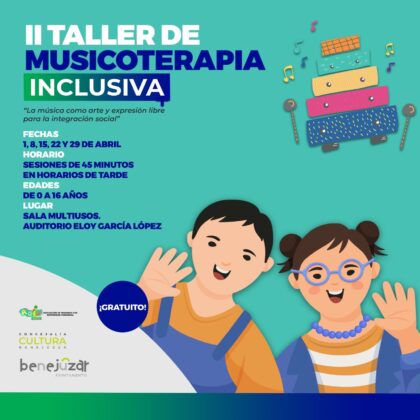 Benejúzar, evento: II Taller de musicoterapia inclusiva, dentro de los actos de la 'Primavera Cultural' organizados por la Concejalía de Cultura