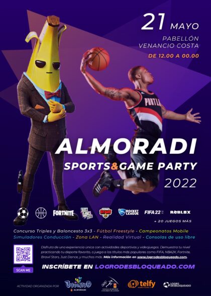 Almoradí, evento: 9ª Game Party con 'Almoradí Sports & Game Party' y nuevas actividades deportivas, organizado por la empresa especializada 'Logro Desbloqueado' y con la colaboración de las concejalías de Juventud y de Deportes