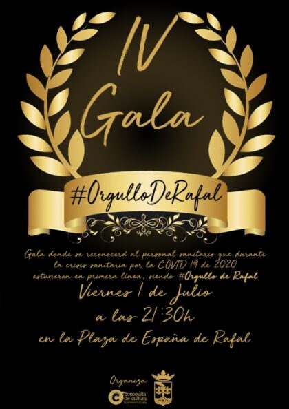 Rafal, evento: IV Gala 'Orgullo de Rafal' en homenaje al personal sanitario durante la pandemia para reconocer la labor de las personas destacadas en cualquier disciplina en el último año, organizada por la Concejalía de Cultura