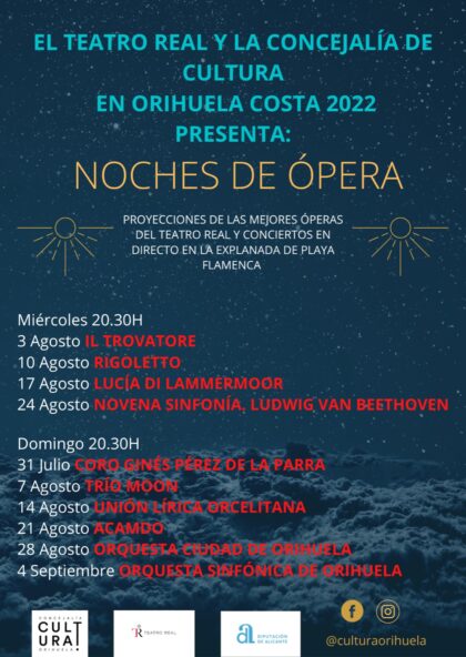 Orihuela Costa, evento cultural: Concierto de ópera en directo con la actuación del grupo 'Trío Moon', dentro del III ciclo 'Noches de ópera' organizado por la Concejalía de Cultura