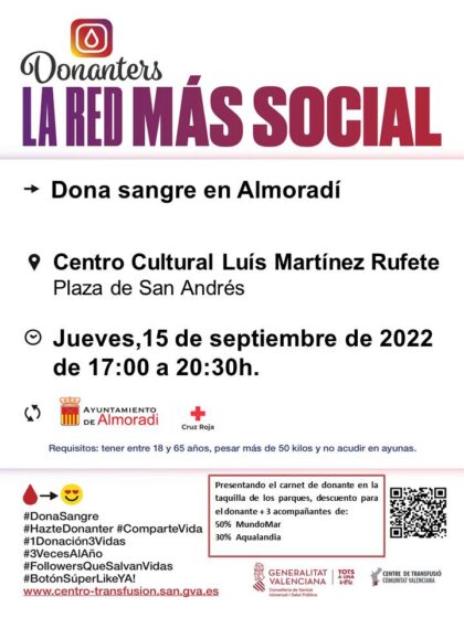 Almoradí, evento: Donación de sangre, organizada por el Centro de Transfusiones de la Comunidad Valenciana