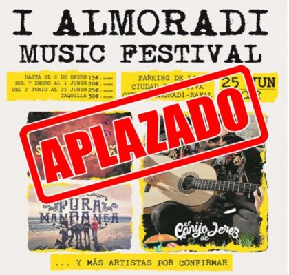 Almoradí, evento cultural: APLAZADO al 17 de SEPTIEMBRE I Almoradí Music Festival con 'El canijo de Jerez', 'Mendoza y los ratones coloraos', 'Pura mandanga' y 'La cochera flamenca', organizado por 'Música & sal' con la colaboración de la Concejalía de Fiestas