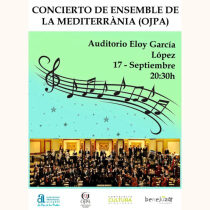 Benejúzar, evento cultural: Concierto de Ensemble de la Mediterránea por la OJPA (Orquesta de Jóvenes de la Provincia de Alicante), organizado por la Concejalía de Cultura