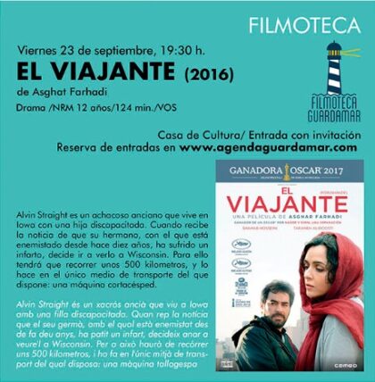 Guardamar del Segura, evento cultural: Sesión de cine con la película iraní 'El viajante' (2016, VOS), dentro de la agenda municipal de septiembre del Ayuntamiento