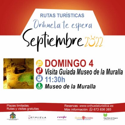 Orihuela, evento: Visita guiada al Museo de la Muralla, dentro de las rutas turísticas de septiembre 2022 ‘Orihuela te espera’ organizadas por la Concejalía de Turismo