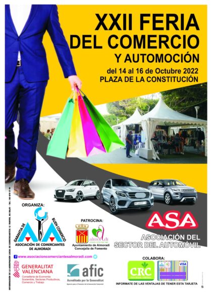 Almoradí, evento: Apertura de la XXII Feria del Comercio y Automoción con una veintena de comercios, organizada por la Asociación de Comerciantes (ACA) con el patrocinio de Concejalía de Fomento y Asociación del Sector del Automóvil (ASA)