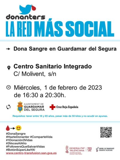 Guardamar del Segura, evento: Donación de sangre, organizada por el Centro de Transfusiones de la Comunidad Valenciana