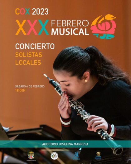 Cox, evento cultural: Concierto de 14 solistas locales, dentro del XXX Febrero Musical organizado por la Concejalía de Cultura
