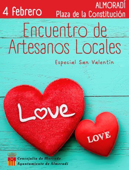 Almoradí, evento: Encuentro de artesanos locales con especial de San Valentín, organizado por la Concejalía de Mercado