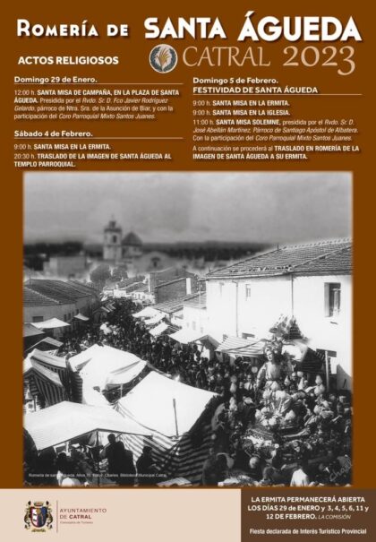 Catral, evento: Traslado de la imagen de Santa Águeda, dentro de los actos de la Romería de Santa Águeda 2023 organizada por la asociación 'La replaseta' y el Ayuntamiento