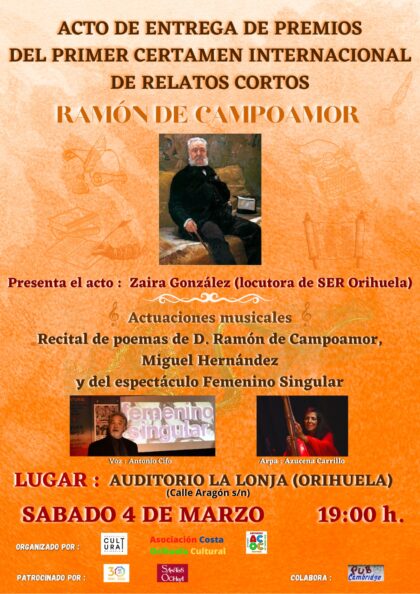 La Asociación Costa Orihuela Cultura entrega los premios de su primer Certamen Internacional de Relatos Cortos