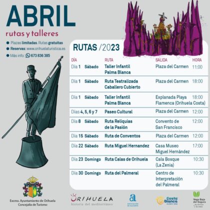 Orihuela, evento: Ruta teatralizada 'Caballero Cubierto', dentro de las rutas turísticas y talleres gratuitos con el tema principal de la Semana Santa organizadas por la Concejalía de Turismo
