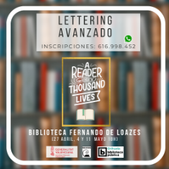 Orihuela, evento: Taller de iniciación al 'lettering' para todos los públicos, dentro de las actividades de la Biblioteca Pública y Archivo Histórico 'Fernando de Loazes'